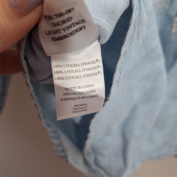 Rails Womens Long Sleeve Ingrid Light Vintage Embroidered Chambray Shirt Size M - Picture 5 of 11